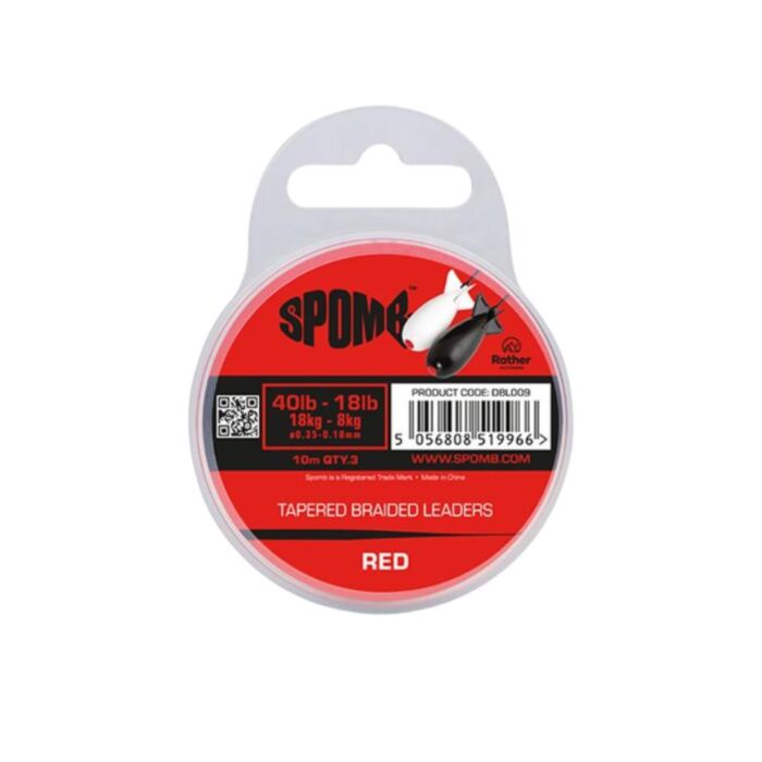 Spomb_Tapered_Braided_Leaders_40___18lb_0_35mm___0_18mm_Red_2